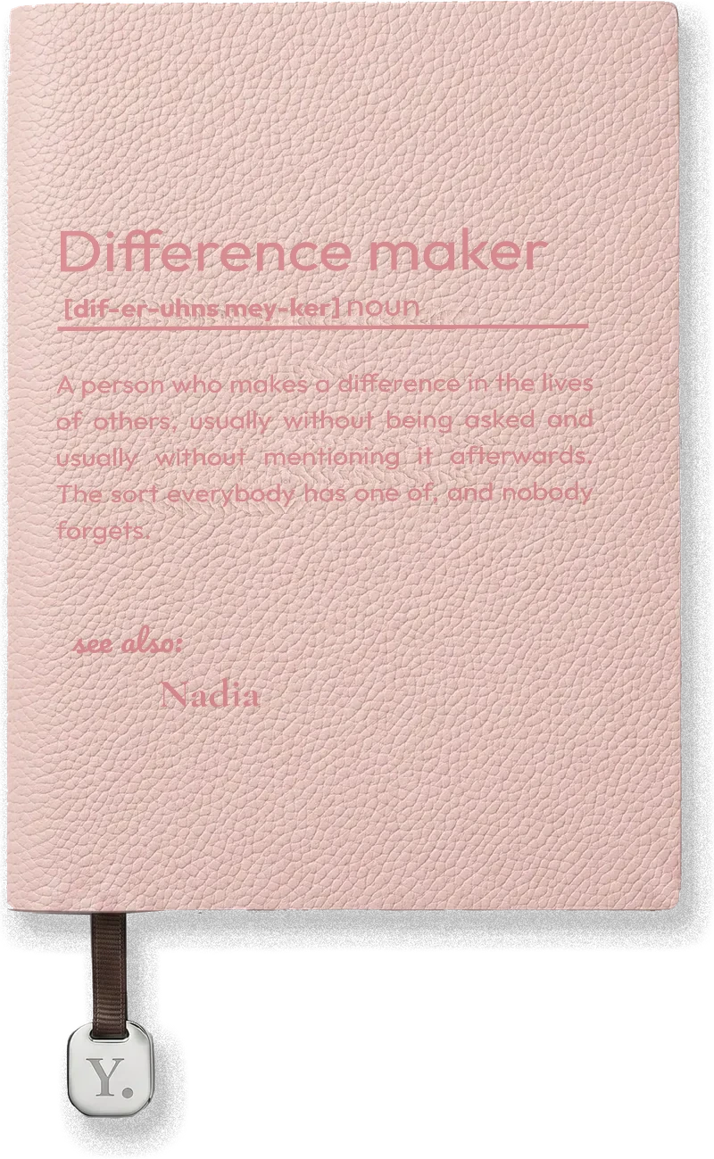 Dictionary definition, laser-engraved on an A5 notebook cover in Blush